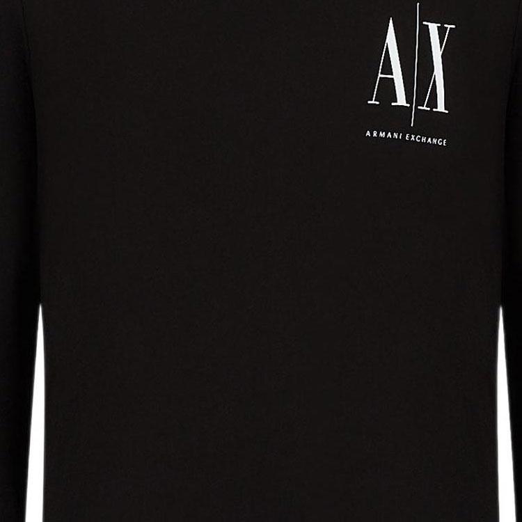 Armani Exchange FW22 Мужская футболка с длинным рукавом и круглым вырезом с буквой, прямой крой, топ, черный 8NZTPL-ZJH4Z-1200