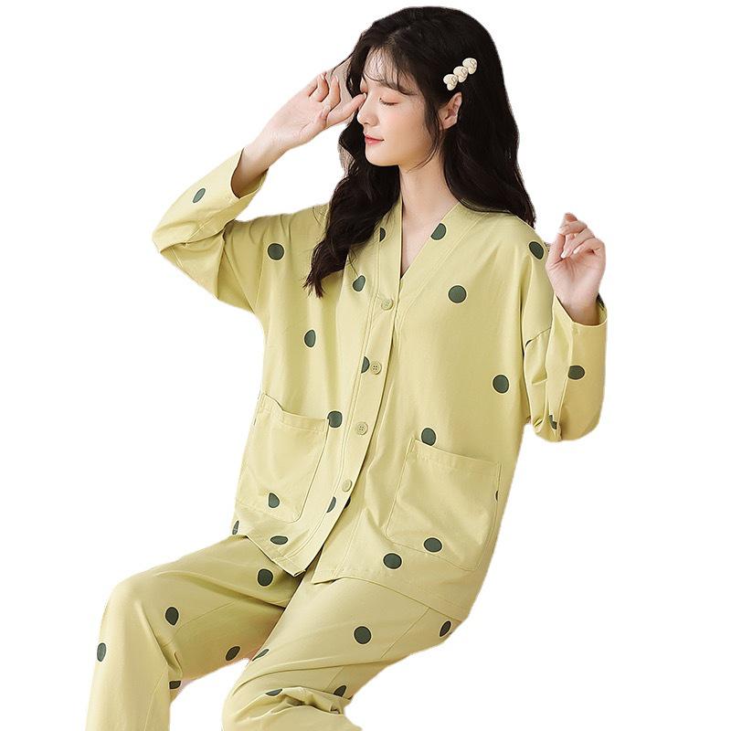 Women's Cartoon V-Neck Long-Sleeve Pajama Set