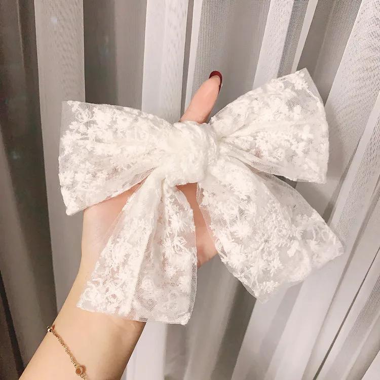 Женские милые шпильки для волос, кружевные цветочные банты, ленты, заколки для волос, украшения для волос, модные элегантные повязки на голову для девочек, черные и белые головные уборы