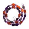 Natural Amethyst Carnelian Gemstone Mix Shape Smooth Beads Necklace 17" UB-4727 UB-4727