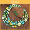 Wooden Geometric Handmade Bead Long Necklace Alloy Pendant For Women Decoration