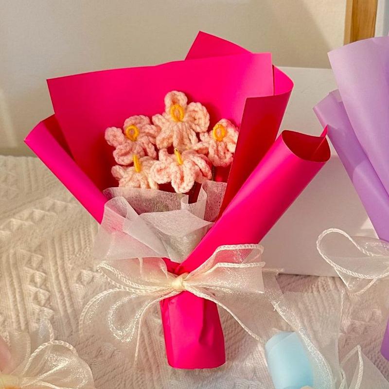 1 шт., украшение дома ручной работы, подарки для свадебной вечеринки, искусственный букет, вязанные крючком цветы, День святого Валентина