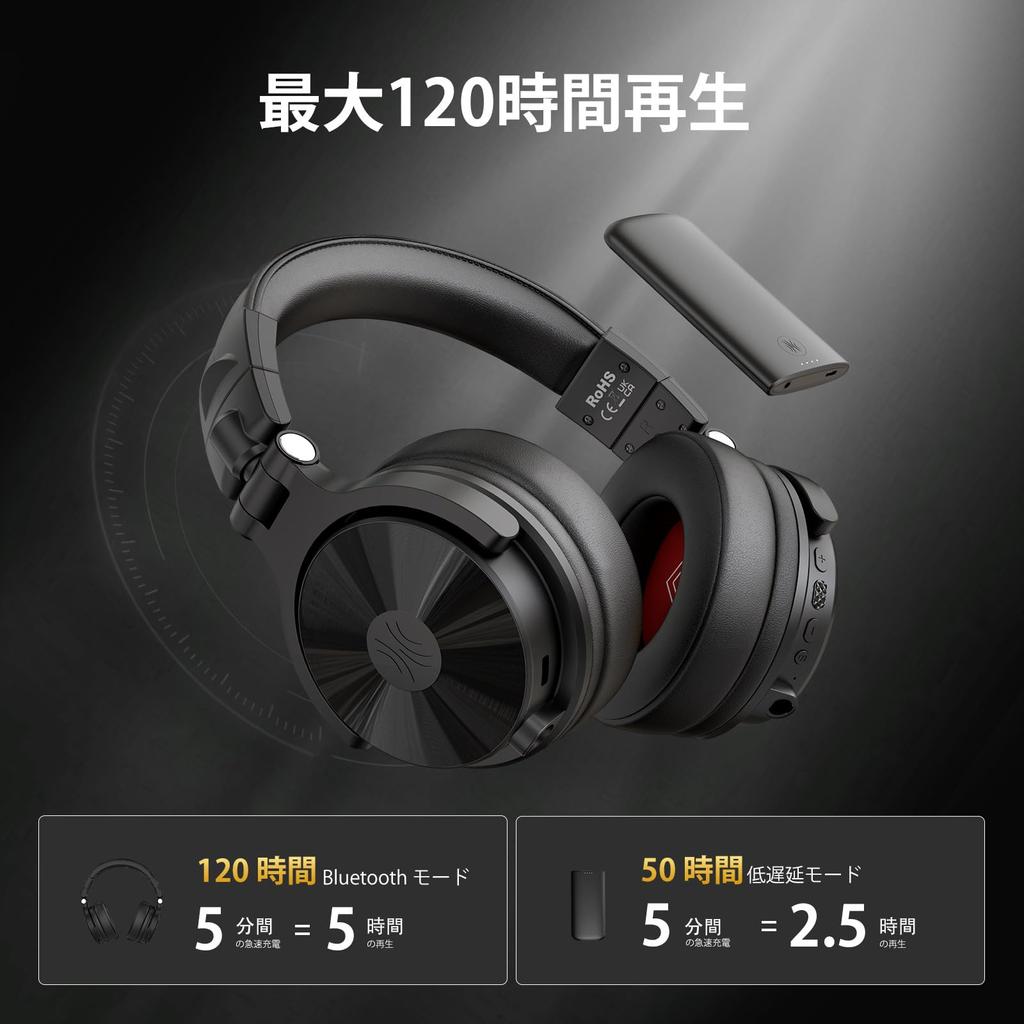 OneOdio Студийные мониторные наушники для диджеев Studio Max 1, Беспроводные наушники со сверхнизкой задержкой 20 мс, 120 часов работы от аккумулятора, Поддержка Hi-Res AudioLDAC,