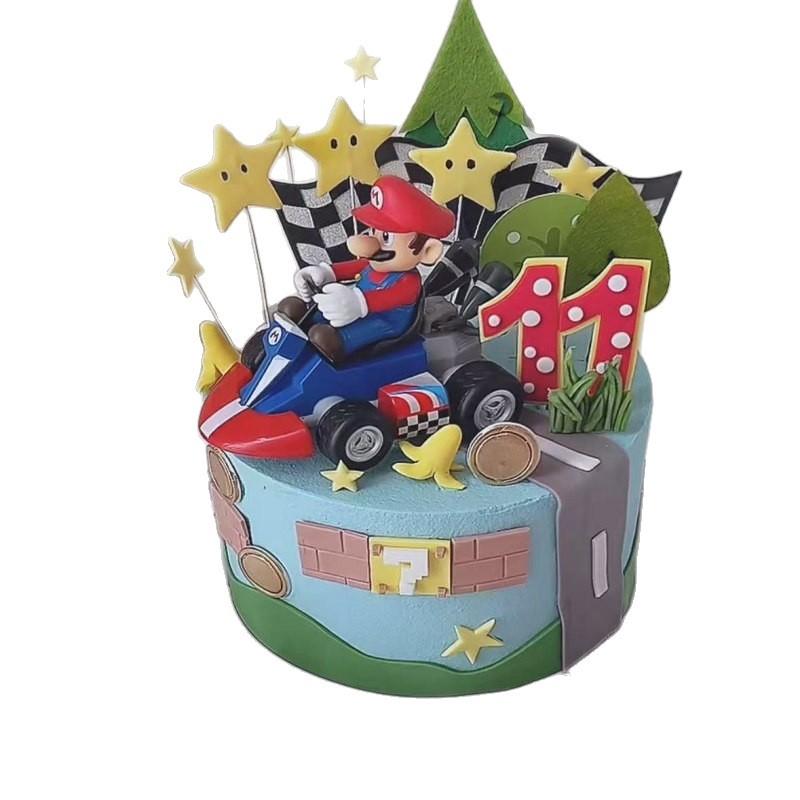 Cake Topper Decorations Race Flag for Kids Boys Birthday Party Dessert Supplies