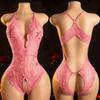 Сексуальное розовое женское белье с вырезами, открытые боди, эротические костюмы, платье-бэбидолл с глубоким V-образным вырезом, открытый бюстгальтер, женское порно-белье