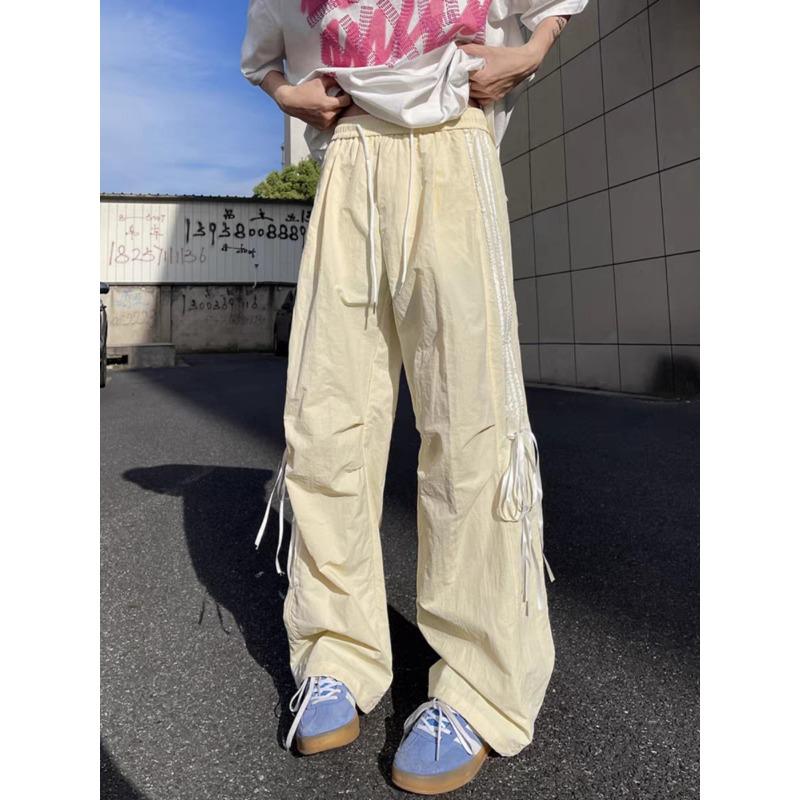 Новые летние модные повседневные спортивные брюки Dopamine Bow, студенческие свободные широкие брюки в корейском стиле, брюки-десантники