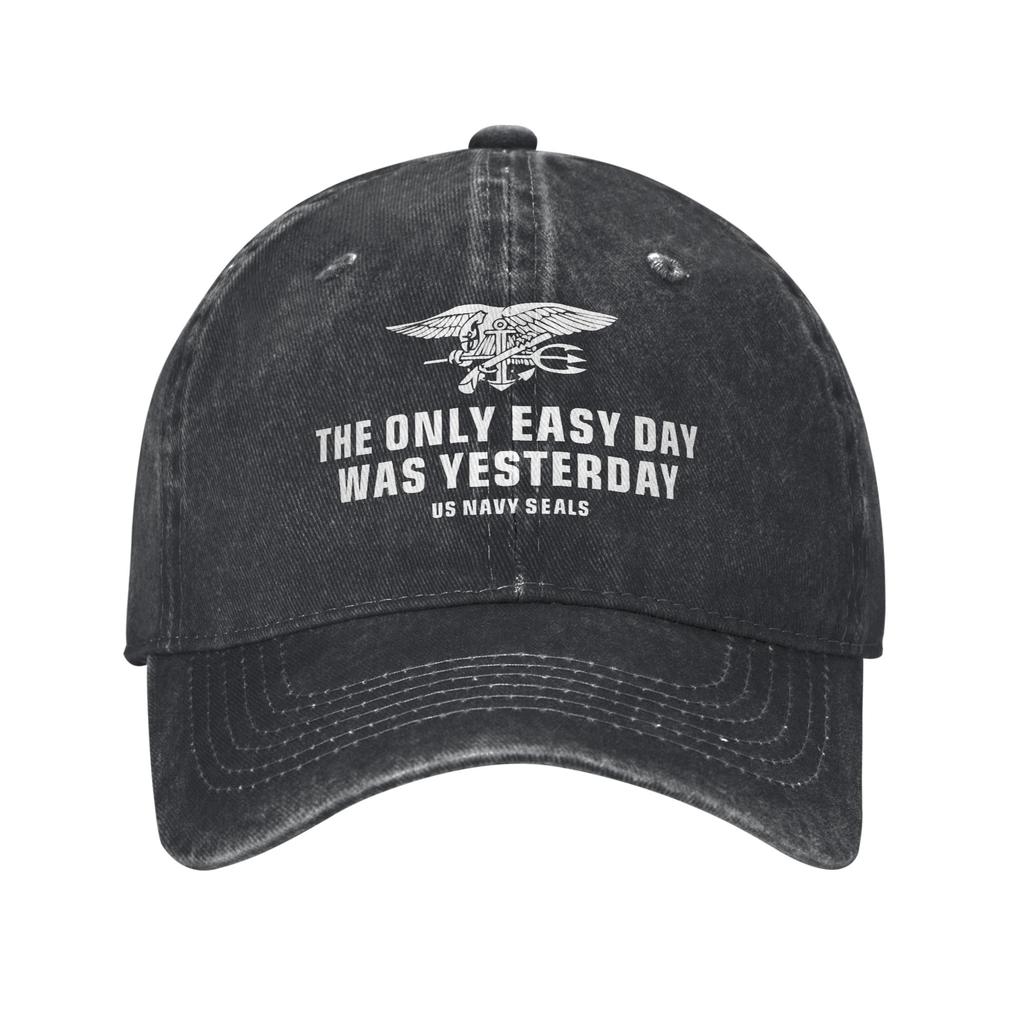 2026 Summer The Only Easy Day Was Yesterday US Navy Seals Baseball Cap Sun Washed Hip Hop Hats Unisex-Teens Outdoor Gym Baseball
