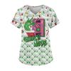 Women's Fashion Printed Short Sleeve V Neck Pattern Tops Pocket Working T-shirts