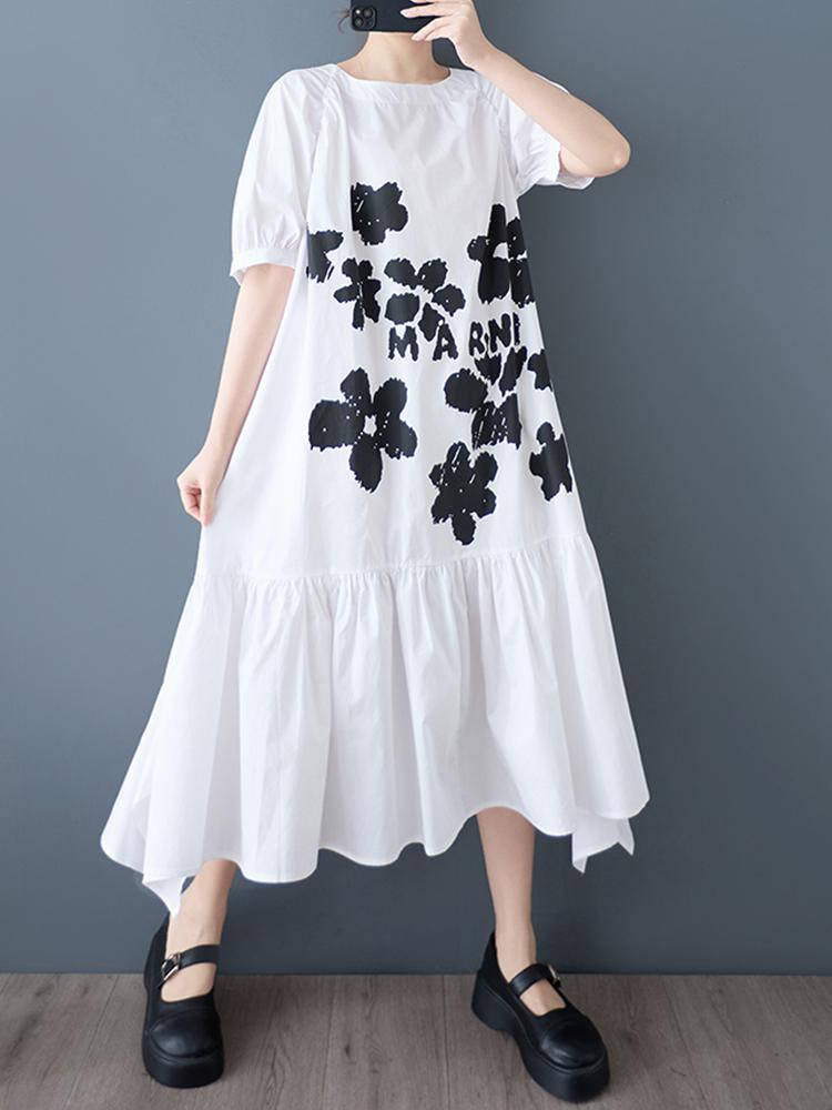 Xitao Платье с цветочным принтом и оборками ZY8940