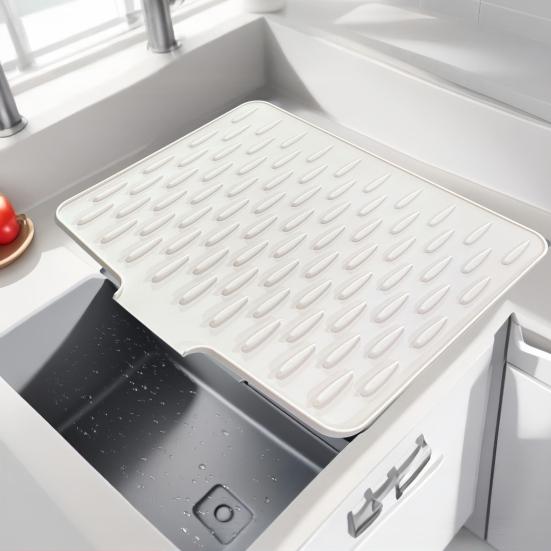 Силиконовый коврик для слива Толстый коврик для сушки посуды с дренажем Термостойкий Нескользящий Барный коврик для раковины для столешниц