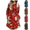 Fashion Casual Women's Christmas Printed Long Sleeve Hooded Pullover Dress Top