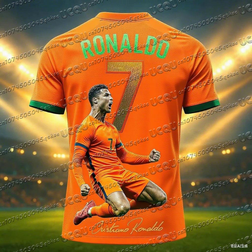 Football Jersey 3d Printed NO.7 Ronaldo Boys Girls Training Kids Sports Breathable Short Sleeve Children's T-shirt