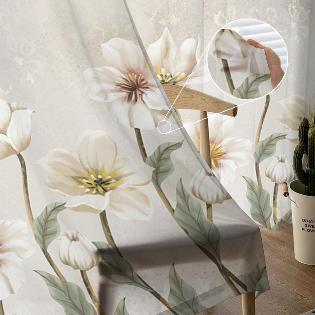 Vintage Background Flowers Sheer Curtains For Living Room Bedroom Kids Room Tulle Window Treatment Drapes