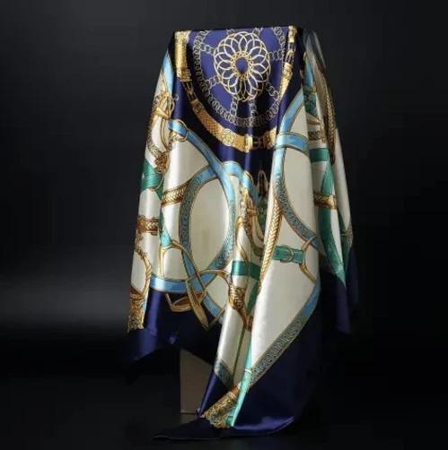 90*90cm Square Silk Scarf Women Shawl Print Satin Hijab Female Luxury Brand Square Lady Muffler Coverchief Bandanna Pareo Girl