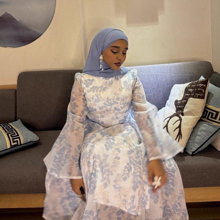 Элегантное платье с ближневосточным темпераментом, облегающее, женское, новое, с расклешенными рукавами, на шнуровке на талии, французское платье