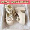 High Heel Sweet Bow High Heel Single Mary Jane Shoes Women's Bow Single Shoes Women's Autumn Mary Jane Vintage Thick