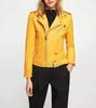 AL KHALID Real Lambskin Leather Jacket Motorcycle Biker Stylish Yellow Women's Handmade