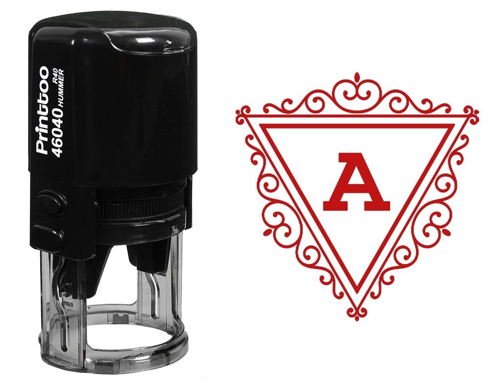 Printtoo R-40 Swirl Border Triangle A Alphabet Monogram Initial Self Inking Rubber Stamp Office