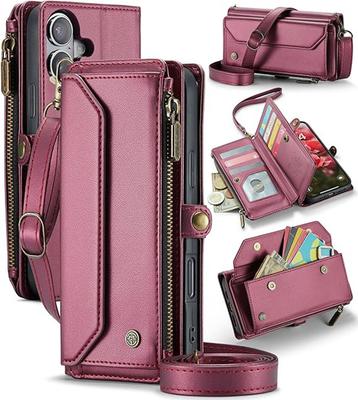 Чехол-кошелек с несколькими отделениями для карт и блокировкой RFID, кожаный чехол-книжка с ремешками для Samsung A56 A36 A55 A35 S25 S24 iPhone 16 15 Google