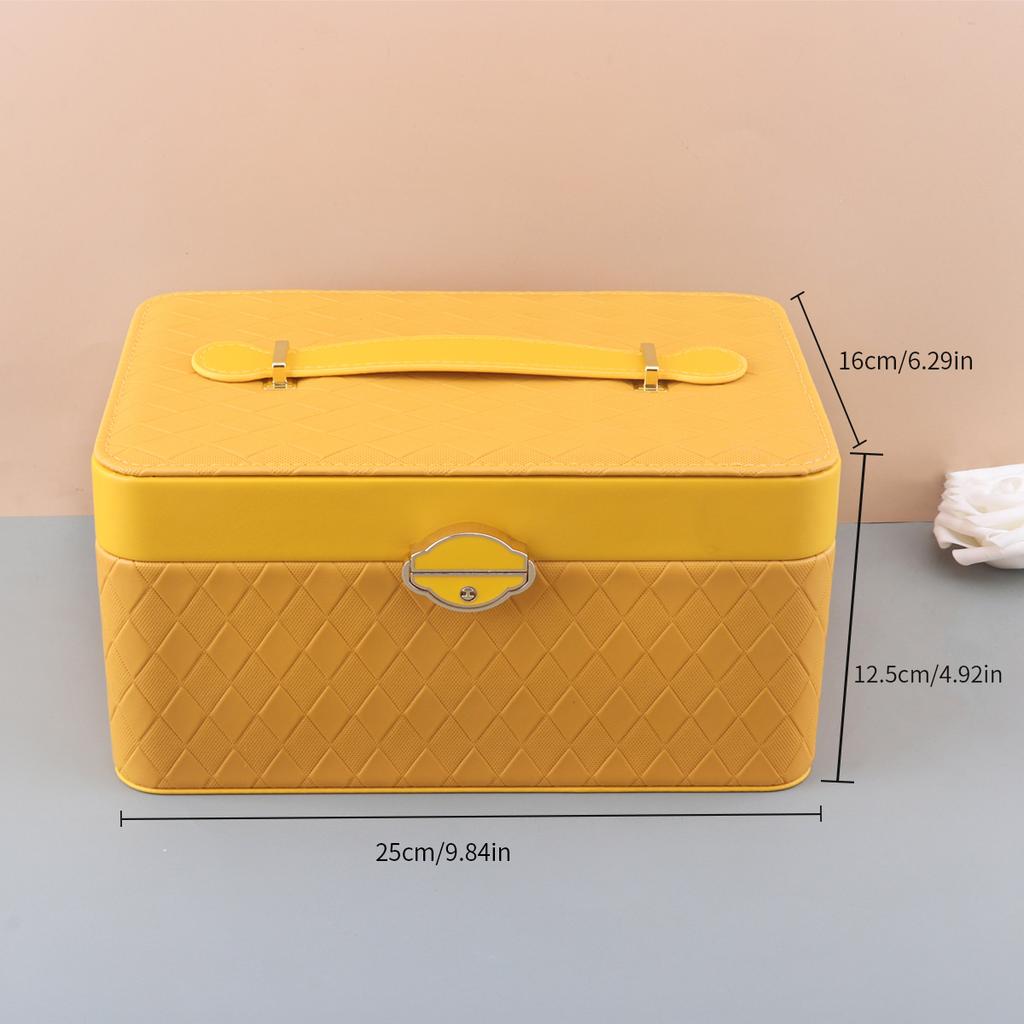 Двухслойный ящик из кожи для ювелирных изделий, легкая роскошная шкатулка для хранения сережек, ожерелий, с замком, органайзеры для хранения ювелирных изделий