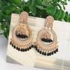 Классические винтажные круглые висячие серьги золотого цвета, женские богемные серьги с цветочными колокольчиками и жемчугом с кисточками Jhumka, индийские украшения