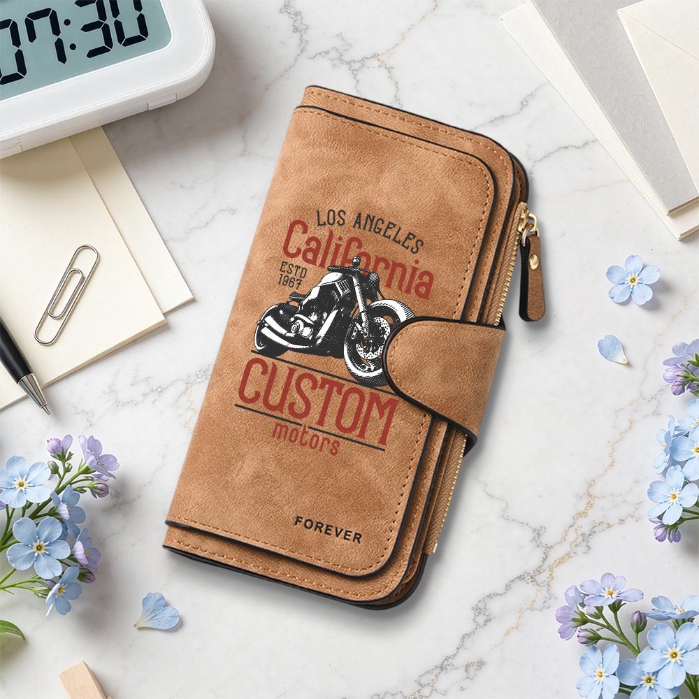 Men's Biker Style Long Wallet Fashion Vintage Card Holder Casual Purse