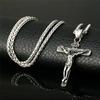 Mens Silver Stainless Steel Jesus Christ Crucifix Cross Pendant Necklace Chain