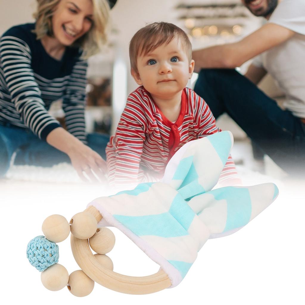 Wooden Handmade Colorful Beads with Rabbit Ear \'s Shape Hanging Decor for Baby