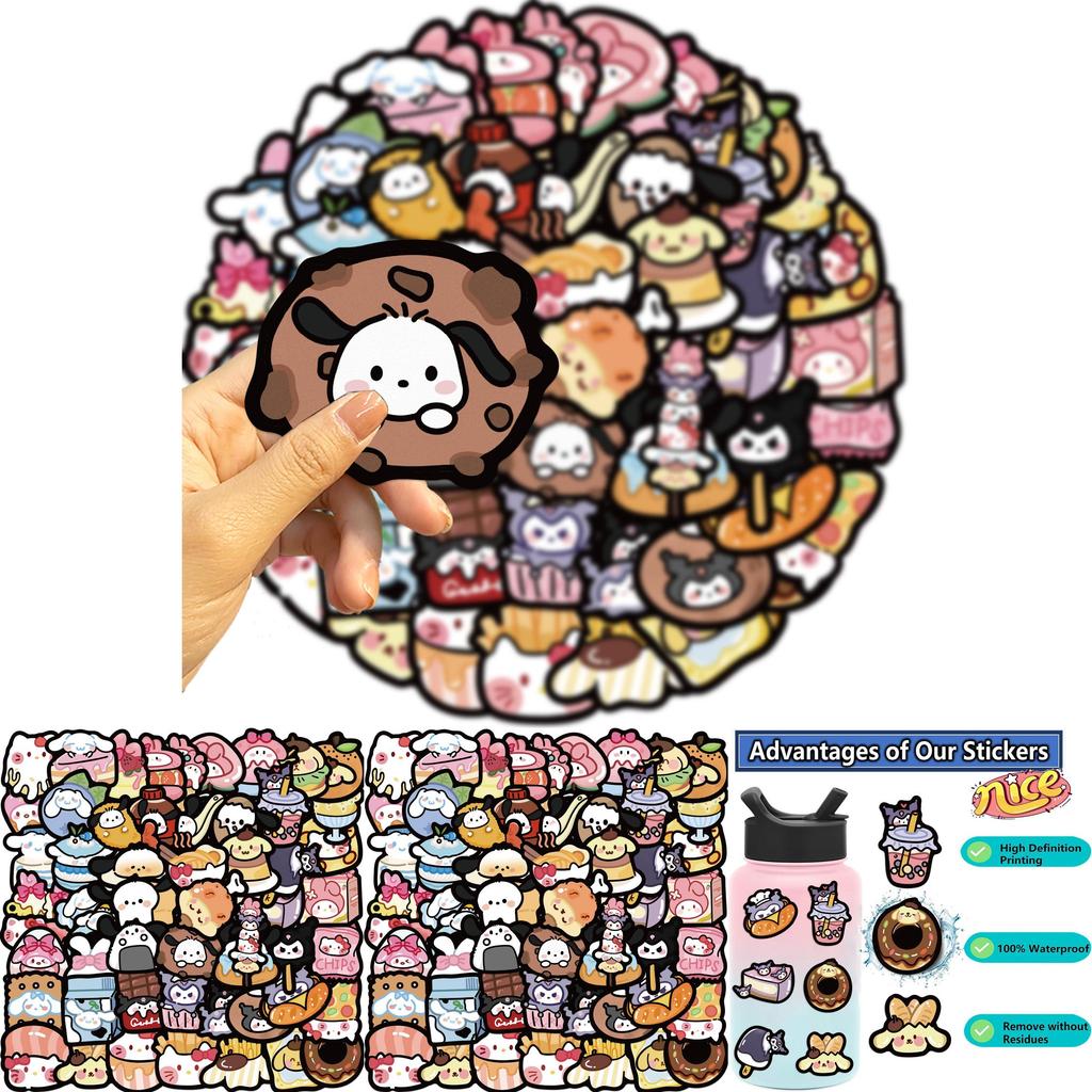 Мультяшные наклейки Sanrio Food Doodle для гитарного блокнота, багажа, DIY, водостойкие, оптом