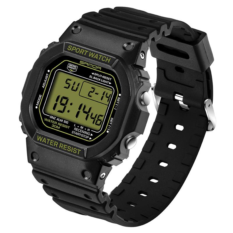 Sanda Multifunctional Waterproof Luminous Square Sport Watch - Fashionable Student Wristwatch