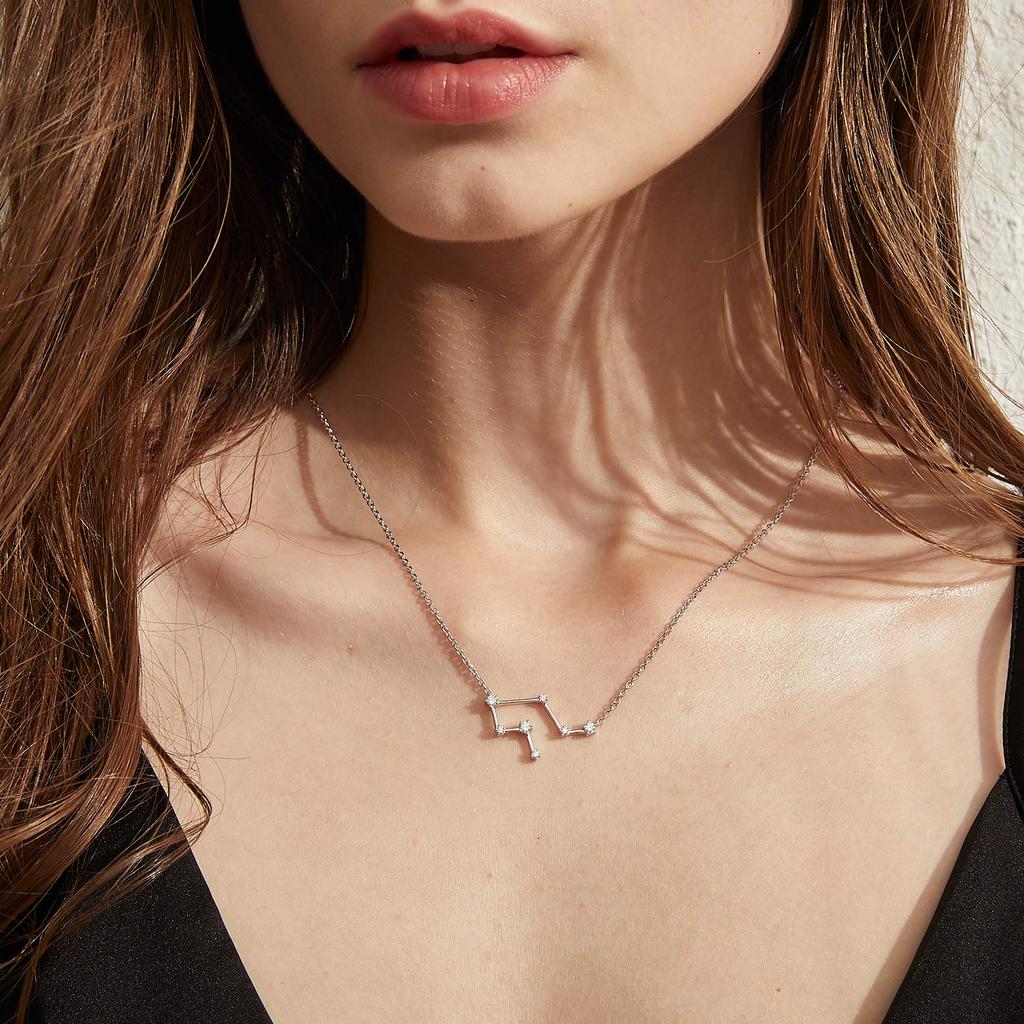 Ожерелье 12 Знаков Зодиака из стерлингового серебра 925 пробы, подвеска в виде знака зодиака, изящное ожерелье с подвеской в виде знака зодиака со стразами, элегантный кубический цирконий