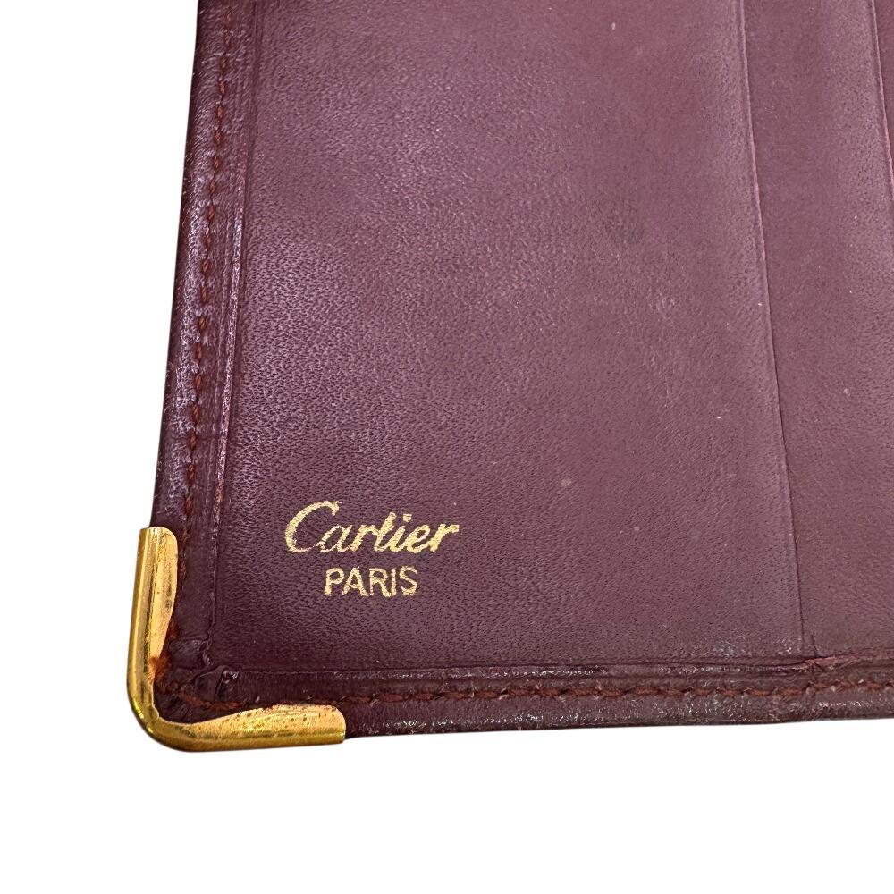 Cartier Кожаный бифолд Must Line с тисненым логотипом Красная кожа Женский Б/у