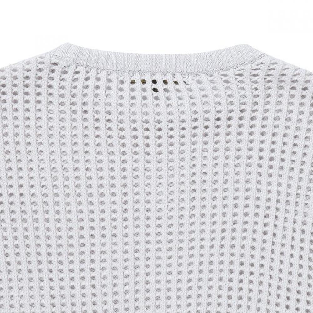 Bluetail Light Gray Star Jacquard Mesh Crop Knit Aaa4sw02lg
