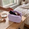 Rectangular Shape Plush Pencil Case Plush Fabric Handheld Cosmetic Bag  Lady Daily Carry