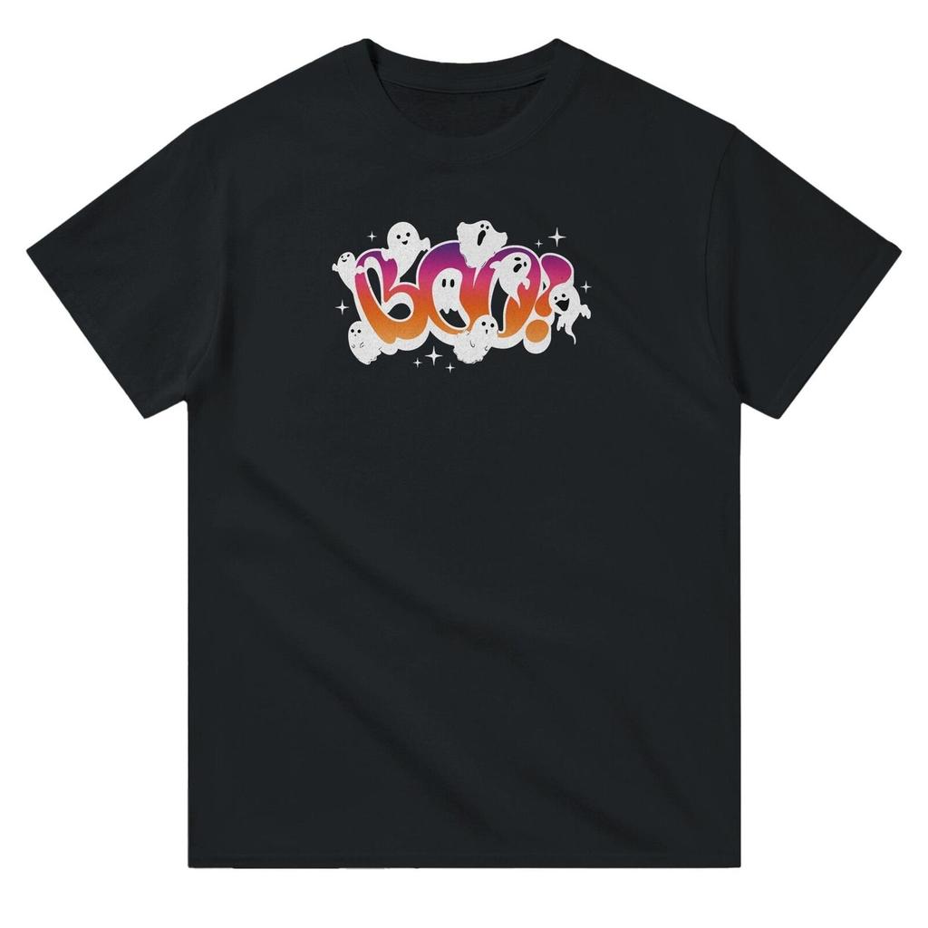 Boo Halloween T Shirt Heavyweight Cotton Crewneck with Classic Fit and Durable