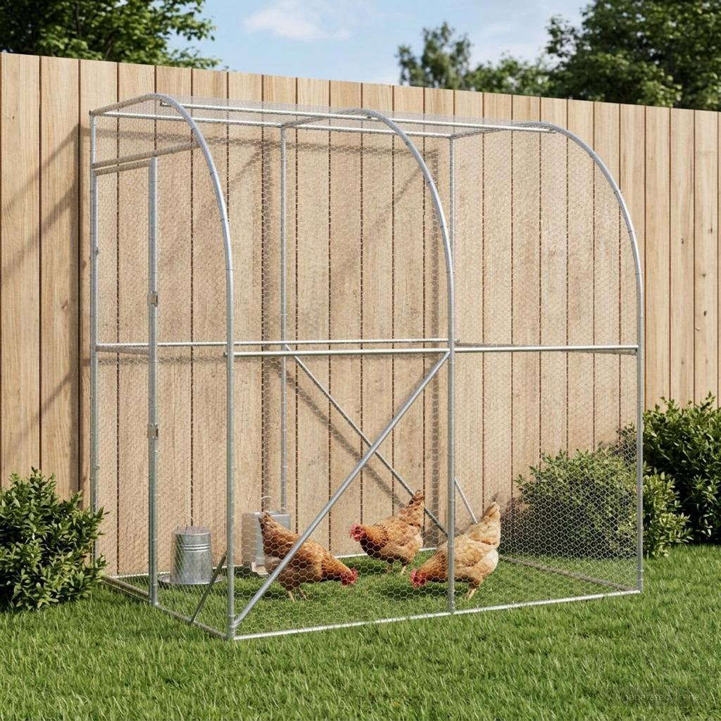 Chicken Coop Silver 200 x 200 x 215 cm Galvanized Steel