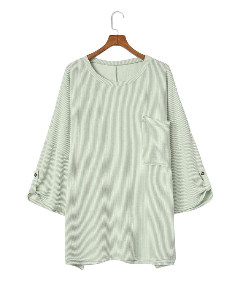 Azura Exchange Топ свободного покроя с отворотами на рукавах и ребристым узором