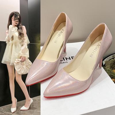 Модные элегантные туфли на высоком каблуке, туфли-лодочки для женщин, блестящие туфли-шпильки для вечеринок, офиса, свадьбы, женские туфли с красной подошвой, большой размер 43, высокие каблуки