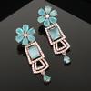 Women's Shimmering Cubic Zirconia Mint Green Stone Rose Gold Earrings