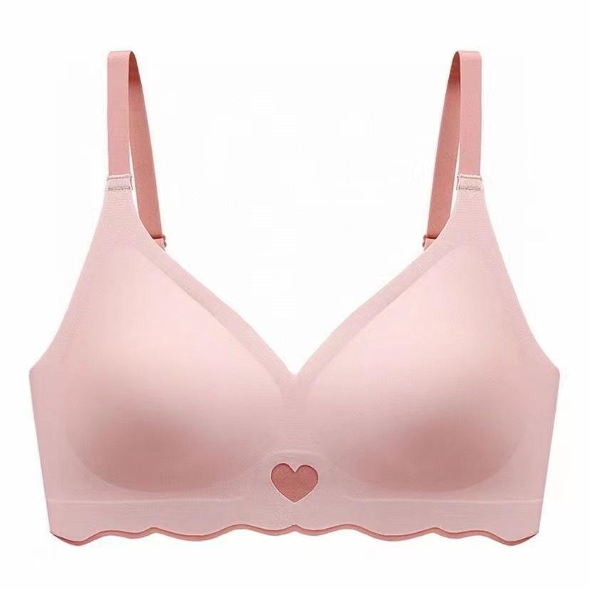 FINETOO Бюстгальтер без следов из ледяного шелка с сердечками, удобные трусики для женщин, цельное удобное нижнее белье для девочек