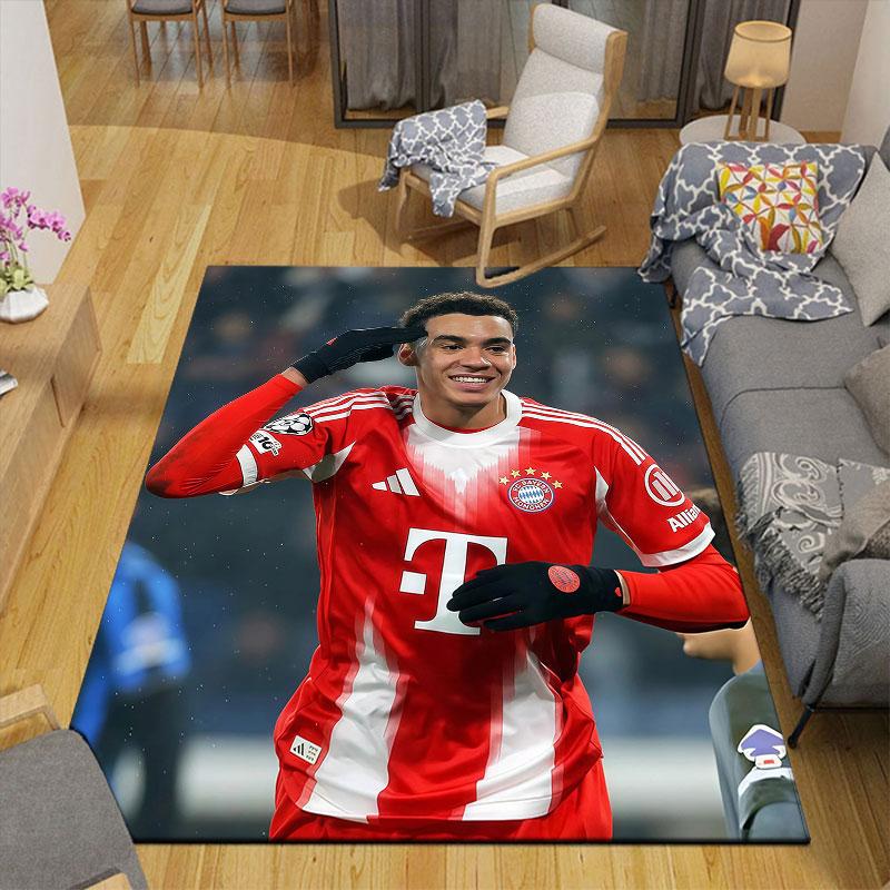 Musiala Flannel Printed Carpet, Home Sofa Decoration for Living Room & Bedroom, Non‑Slip Play Flannel Floor Mat for Game Room
