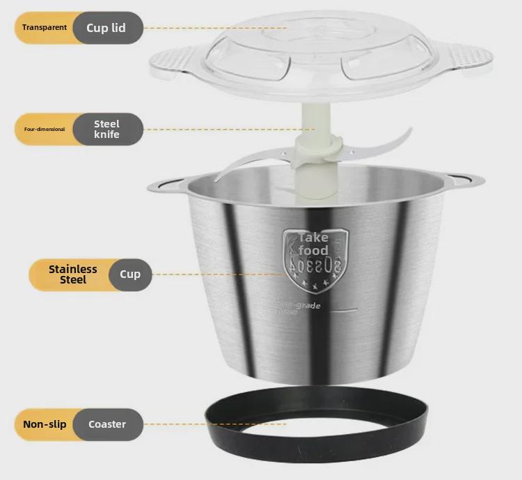 Многофункциональная электрическая мясорубка и кухонный комбайн из нержавеющей стали большой емкости