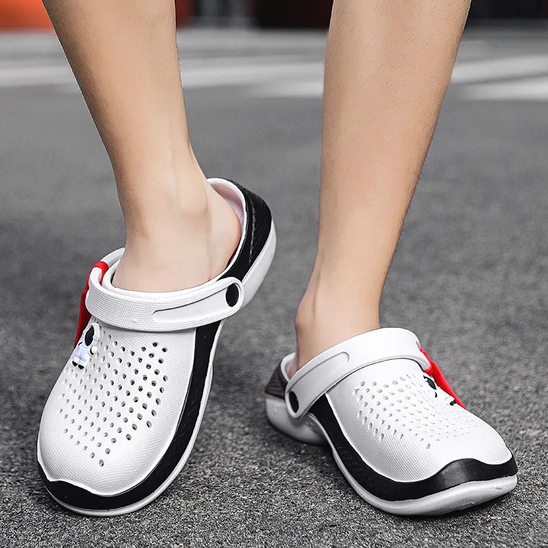 Мужские садовые сабо, летние сандалии для мужчин, модные женские пляжные тапочки, обувь для душа, дышащие сандалии из ЭВА, шлепанцы