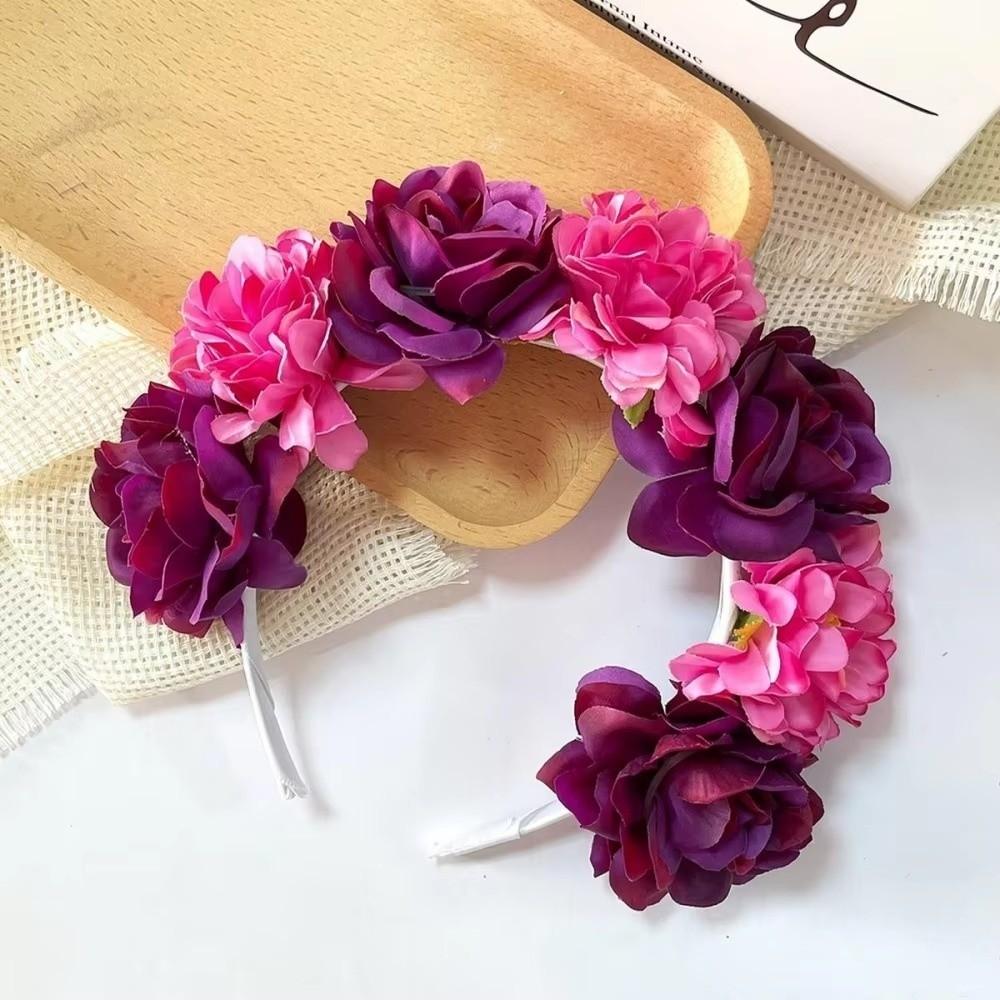 Vintage Artificial Flower Crown Romantic Bohemian Hair Accessories Colorful Floral Headband Women