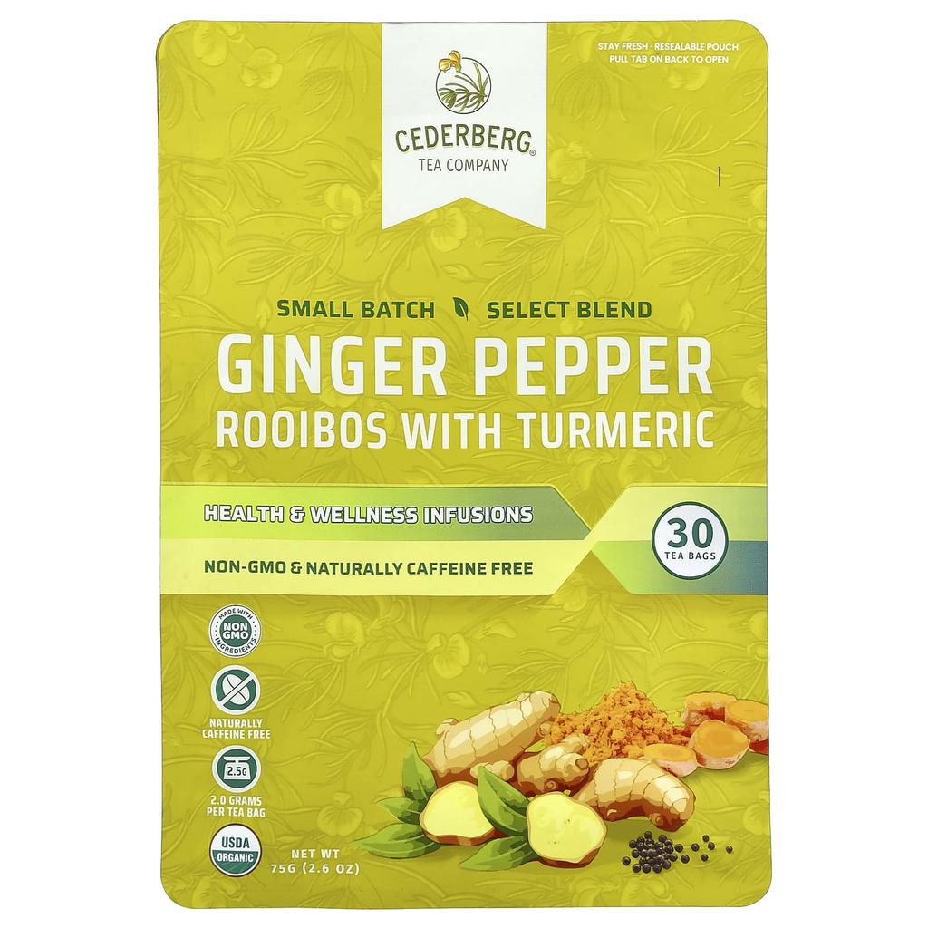 Cederberg Tea Co Ginger Pepper Rooibos with Turmeric, Caffeine Free, 75g (2.6oz)