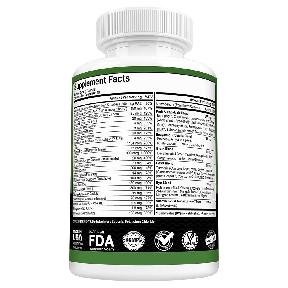 Bunkell Wholefood Multivitamin Dietary supplement - 120 Vegetable Capsules