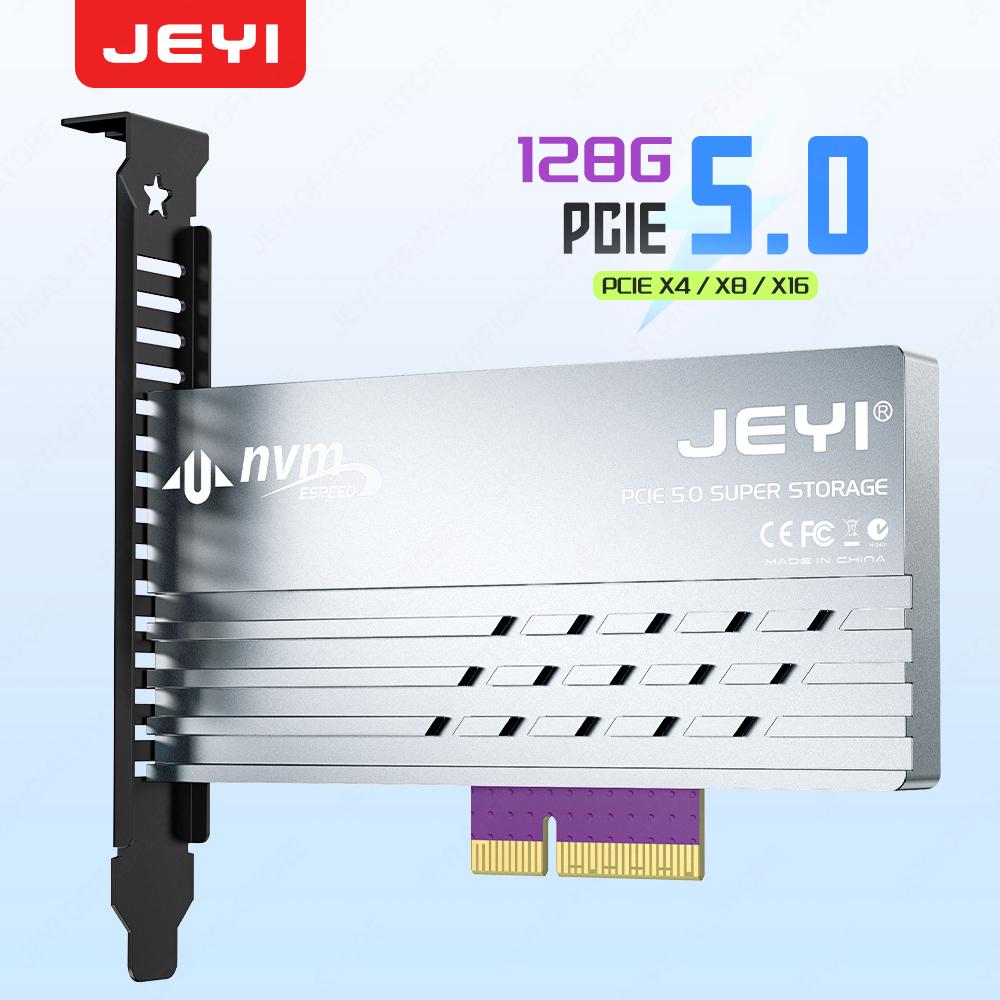 JEYI Карта-адаптер PCIe 5.0 на M.2 NVMe, PCIE X4/X8/X16 на M2 SSD конвертер с алюминиевым радиатором для SSD Gen5 128 Гбит/с PCIe 5.0