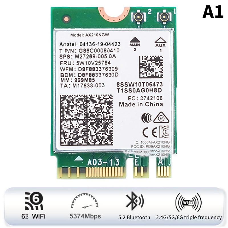 Для ноутбука ПК Wi-Fi 6E Ax210 Bluetooth 5.2 M.2 Беспроводная карта Ax210Ngw 2,4 ГГц 5 ГГц 6 ГГц 5374 Мбит/с 802.11Ax Ax200 Адаптер
