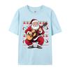 Santa Playing Guitar Funny Christmas Classic Guitar Santa T-Shirts Autumn 100% Cotton Top T-Shirts Student Tee Shirts
