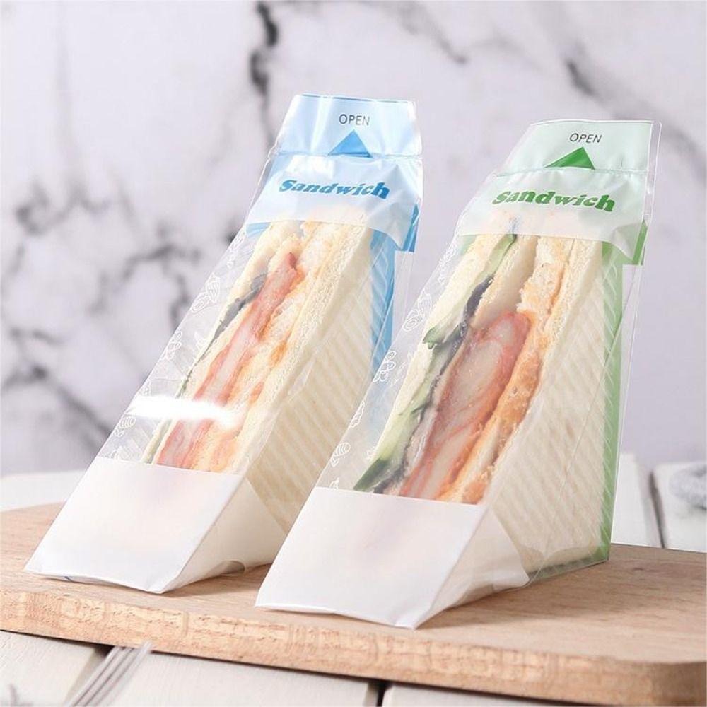 100pcs Plastic Bread Bags Transparent Sandwich Wrappers Disposable Sandwich Packaging Bag Wedding